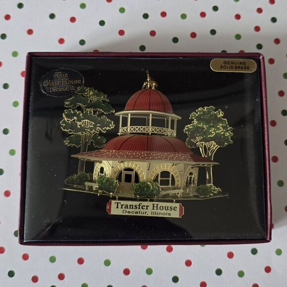 National‎ Treasures Transfer House Christmas Ornament Brass Travel Illinois - Picture 2 of 7